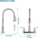 HOMELODY 2 Handles Kitchen Faucet with Pull Down Sprayer for 3 Hole Sink, 8 inch 360° Rotating Spout Centerset Kitchen Sink Faucet with Water Lines Brushed Nickel