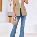 Cicy Bell Women's Sleeveless Blazer Vest Casual Work Office Suit Jackets (L)