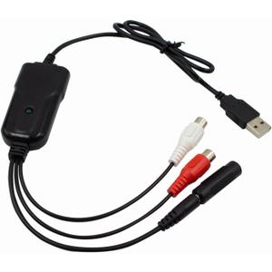 Wiistar USB2.0 Audio Capture Card RCA L/R+3.5mm Audio to USB up to 96kHz Wave/MP3 for Tape MD CD Player Phono Laptop