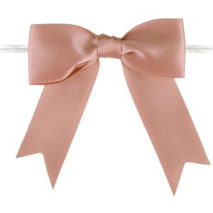 Meseey 50 Pcs 5 Inches Twist Tie Satin Ribbon Bows Pretied Premade Craft Bows for Treat Bags Gift Wrapping Basket Wedding Baby Shower Brithday Christmas Party (Rose Gold)