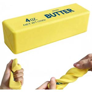 Novelty Squeeze Stress Ball, Realistic Butter Shaped Fidget Toy, Slow Rebound Gel Stress Reliever for Adults, Office Desk Decor