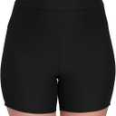 Halcurt Women's 5" High Waisted Swim Board Shorts (Available in Plus) Bikini Swimsuit Bottoms Modest Boyshorts (Black)