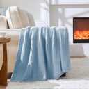 Chunky Knit Blue Throw Blanket for Couch Soft Cozy Large Thick Knitted Throw Blankets for Sofa Bed Cute Decorative Throw Blanket for Living Room, 60"x 80", Light Blue