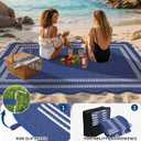 Garvee Waterproof Outdoor Rug 9x12, Scalloped Geometric Foldable Plastic Straw Patio Camping Rug, Outdoor RV Carpet for Deck Camper Porch Balcony Backyard Picnic Beach Blue