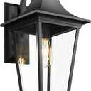 Emliviar 29.3 Inch Trendy Outdoor Wall Sconce, Large Exterior Wall Light for Porch Patio, Clear Glass in Black Finish, XE292B-L BK