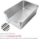 8" Stainless Steel Sifting Cat Litter Box for Clumping Clay