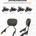 PBYMT Detachable Passenger Backrest, Quick Release 2-up Sissy Bar Fit for Harley Davidson Touring Street Glide Road Glide Road King Electra Glide 2009-2024, Gloss Black
