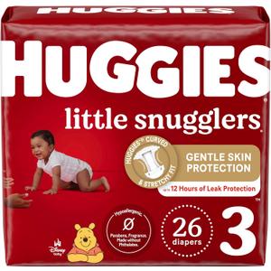 Huggies Size 3 Diapers, Little Snugglers Baby Diapers, Size 3 (16-28 lbs), 26 Count