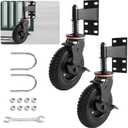 8 Inch Heavy Duty Gate Wheel with Brake, 600lbs Heavy Duty Fence Gate Wheel, Heavy Duty Gate Caster for Tube Gates Metal Gates Wooden Gates, 360° Rotation Spring Loaded Gate Caster, 2 Pack, Black