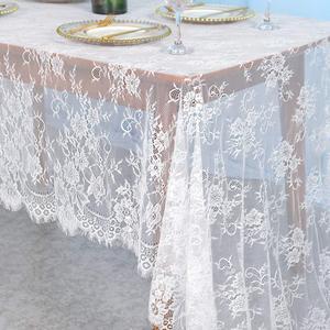 Partisout Vintage Lace Tablecloth 60x120 Inch - Elegant Boho Floral Rectangular Overlay for Wedding, Dining, Farmhouse Decor - Delicate Table Runner Home & Party (White)