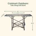 Cuisinart Take Along Grill Stand, Lightweight Portable Folding Table with Side Tables, Cup Holders, Tool Hooks and Storage Shelf, Collapsible Table, No Assembly Required for BBQs and Camping