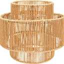 Hanging Light Lamp Shades Boho Rattan Lamp Shades, Woven LampShades for Floor Lamps Rattan Pendant Lights Boho Lamp Ceiling Light, Plug in Pendant Light Fixtures Hanging Lamp 1.54lb