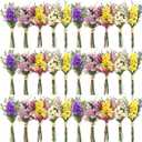 Nuanchu 30 Pcs Mini Dried Floral Flower Forget Me Not Bouquets Dried Embossing Flowers with Stem Natural Dried Bundles Flowers Bohemia Dried Flowers for Vase, Wedding, DIY Scrapbook Card Party Decor (Purple, Pink, White, Yellow)