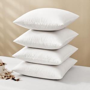 MIULEE Pillow Inserts 18x18 (Pack of 4,White), Down Feather Throw Pillow Inserts, Premium Fluffy Stuffer Throw Pillows Cotton Fabric for Sofa Bed Couch