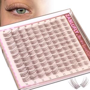 Brown Lash Clusters Natural Eyelash Clusters Invisible Band Brown Lash Extension C Curly Dark Brown Wispy Lash Extension DIY Individual Eyelash Extension