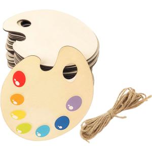 30 Pack 4 Inch Wood Paint Palette Cutouts Unfinished Wood Paint Palette Crafts Wooden Paint Palette Hanging Ornaments DIY Paint Palette Craft Gift Tags