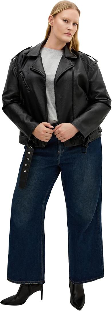 ity Chic Women's Plus Size Jacket - Julie Faux Leather Biker