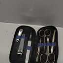 Manicure Set Solingen Made in Germany - 7 Piece Exclusive Finger & Toe Nail Clippers Kit for Women and Men in Vegan Leather Case, Color Jeans (Denim)