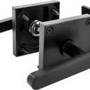 Double Sided Gate Latch, Heavy Duty Black Gate Latch for Wooden Fence, Aluminum Swinging Door Latch Gate Hardware for Outdoor Fence, Matte Black Fence Latch for Wooden Gates, Pool Gate