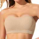 ProKloud Strapless Push Up Bras for Women Wireless Bandeau Bra Non-Slip Silicone Tube Top Padded Convertible Bralette (L)
