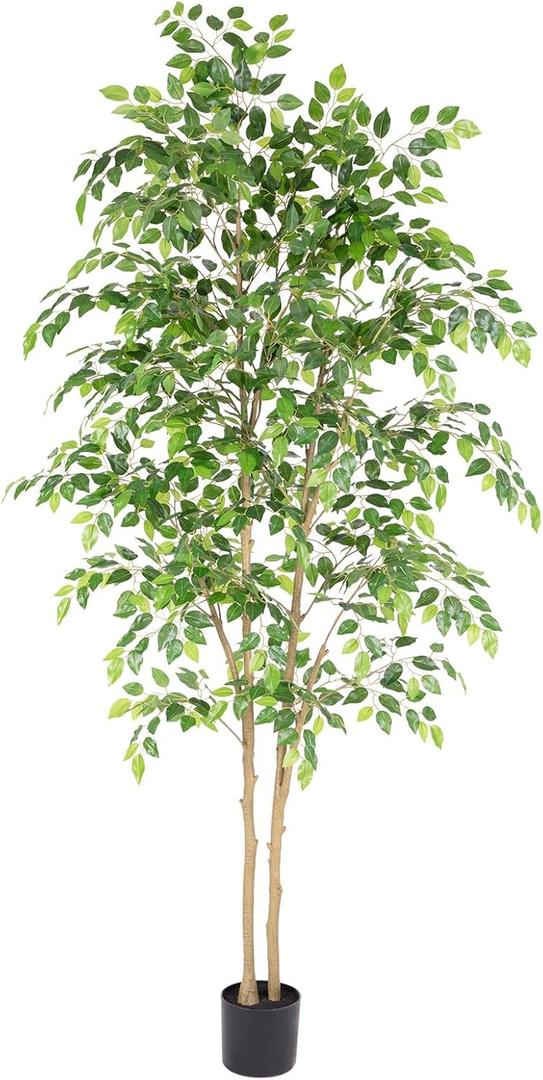 Nafresh Tall UV Resistant Ficus Tree Artificial6ft(72in) Faux Ficus Tree with Realistic Smooth and Shiny Leaves Fake Trees Indoor Outdoor for Home Office Living Room Bedroom Foyer Porch Decor.
