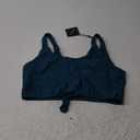 ZAFUL Women's Front Knot Bikini Tops Crop Tankini Top Scoop Neck Padded Bathing Suit Tops (Large, C-peacock Blue)