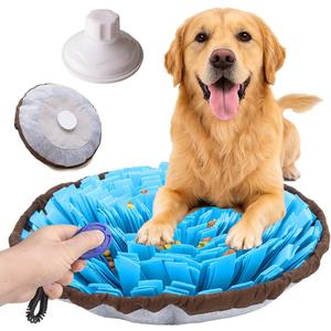 18" Dog Snuffle Mat - Interactive Dog Puzzle Toys for Enrichment - Large Slow Feeder Foraging Mat for Brain Games & Nosework Training - Washable Pet Sniff Mat with Training Clicker and Suction Cup