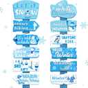 24 Pieces Winter Wonderland Christmas Decorations Let It Snow Yard Sign Blue Winter Frozen Party Directional Sign for Kids Christmas Party Porch Yard Decorations Winter Holiday Party Supplies
