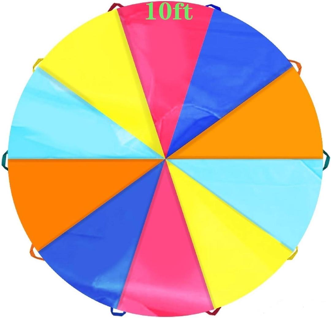 SPINFOX Multicolored Parachute - 6FT, 10FT, 20FT with Handles for Kids Indoor Outdoor Play