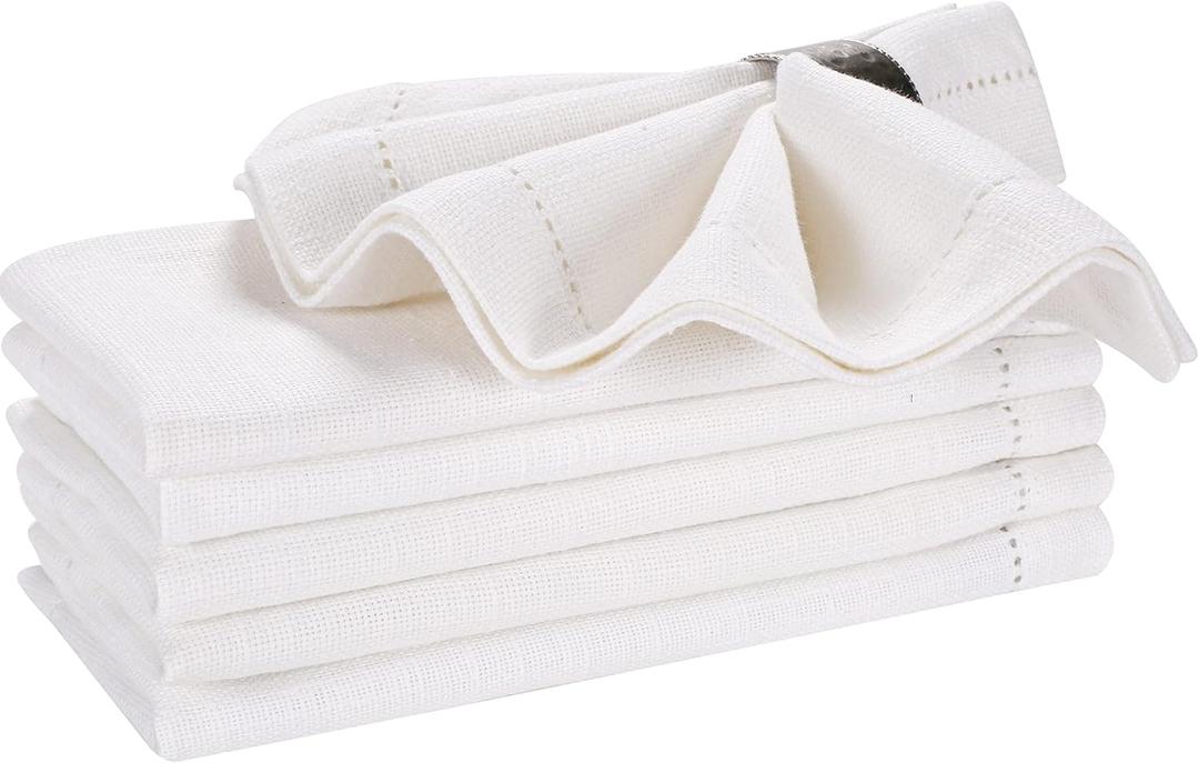 Cloth Dinner Napkins Set of 6  100% Cotton White Dinner Napkins 16x16  Reusable for Easter, Christmas, Weddings, Baby Shower, Parties