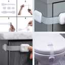 Baby Safety Cabinet Locks, 6 Packs Adjustable Childproof Straps with Adhesive for Dresser Drawer Cupboard Doors Closet Oven Refrigerator Fridge