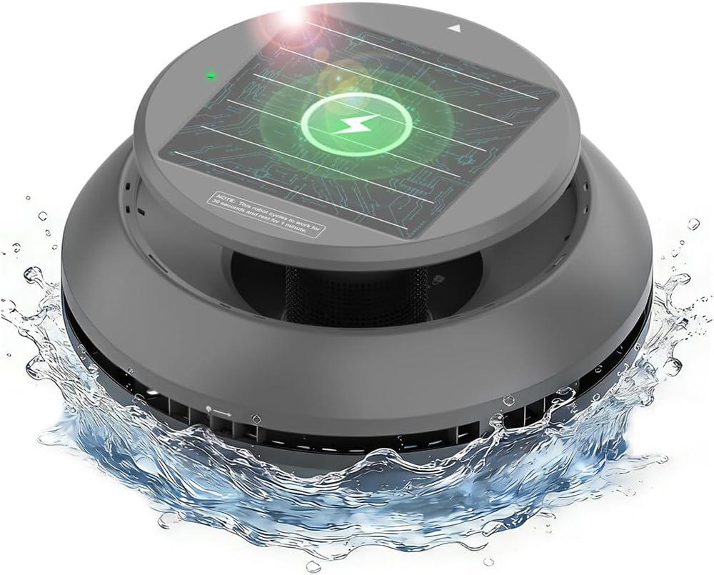 Y60 Cordless Solar Pool Skimmer - 2026 Automatic Robotic Pool Surface Cleaner with 360 All-Around Intake, Dual Charging, 12H Deep Cleaning for In-Ground & Above Ground Pools (Sepia)