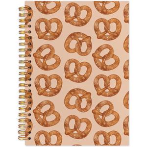 SNNDER Soft Pretzel Pattern Spiral Notebooks, Bakery Journaling Notebook for Writing, Pretzel Lover Gift, Kitchen Food Notebook for Note Taking, 5.5x8.3 Inch