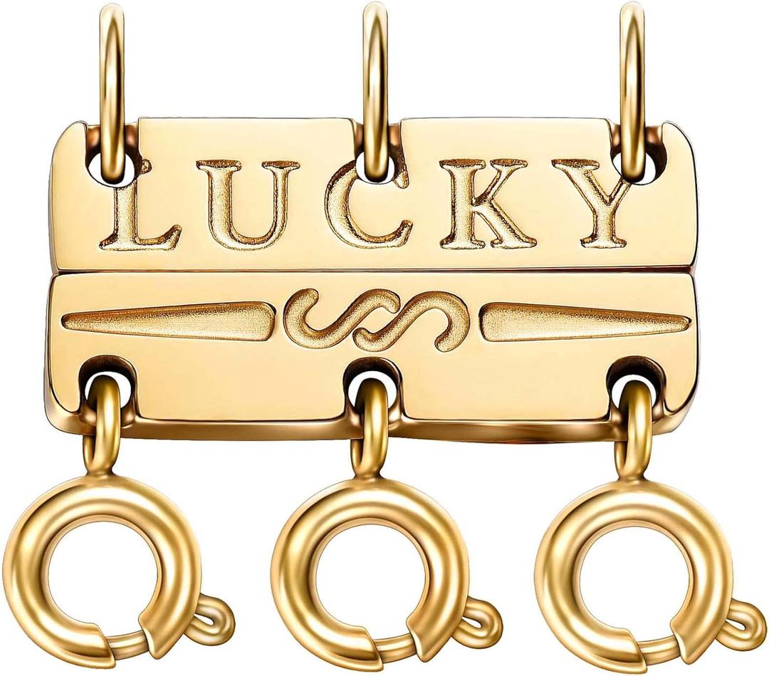 Dailyacc Lucky Necklace Layering Clasp 18K Gold and Silver Multiple Necklace Clasps for Layered Look Separator