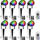 RGBW Low Voltage Landscape Lights, 10W 12/24V Color Changing Landscape Lighting with Remote, IP65 Waterproof Outdoor LED Spotlight for Garden Christmas Halloween, 8 Pack with Connectors
