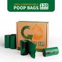 Certified 100% Home Compostable Poop Bags for Dogs, 120 Count Guaranteed Leak Proof and 18 Microns Extra Thick Waste Bag, 8 Rolls of Plant Based Doggie Poop Bag, No Scented with ASTM D6400 & EN13432 (Dark Green)