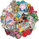 100Pcs Random Assorted Styles Embroidered Patches, Sew on/Iron on Patch Applique for Clothes, Dress, Hat, Jeans, DIY Accessories