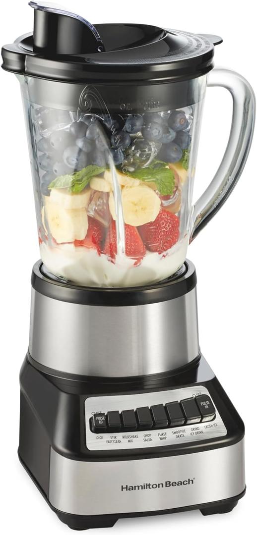 Hamilton Beach Wave Crusher Blender For Smoothies With 40 Oz Glass Jar and 14 Functions, Ice Sabre Blades & 700 Watts for Consistently Smooth Results, Black + Stainless Steel (54221) Hamilton Beach Wave Crusher Blender For Smoothies With 40 Oz Glass Jar and 14 Functions, Ice Sabre Blades & 700 Watts for Consistently Smooth Results, Black + Stainless Steel (54221)