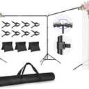 Backdrop Stand, 20x7FT Large Photo Back Drop Stand for Party | Adjustable Background Support System Kit with 310°Angle Rotatable Connector, 8 Clamps, 3 Sandbags and Carrying Bag