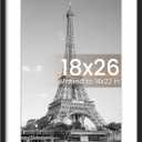 upsimples 18x26 Picture Frame, Display Pictures 14x22 with Mat or 18 x 26 Without, Wall Hanging Poster Frames, Black, 1 Pack