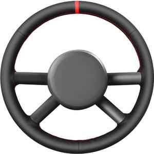 MEWANT Steering Wheel Cover for Jeep Wrangler (JK) 2007-2010 Hand-Stitched Leather Steering Wheel Wrap (hive microfiber leather + black thread)