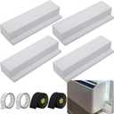 moonoom 4 Pack Air Conditioner Foam Block, Window AC Side Foam Block Kit with Foam Strip and Tape, Insulated Foam Panel for U-Shaped AC Units Prevent Air Leakage Summer Winter (White)