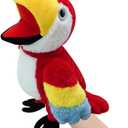 okegztoa Puppets Parrot Hand Puppet,13.8" Animal Puppets Hand Puppets Bird Stuffed Animal Hand Puppets for Kids with Movable Mouth,Puppet Plush Multi-Color Toys Bird Puppet Role Play Teaching(Red)