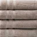 SOFE H&L | Olea Luxury Cotton Turkish Bath Towels Set of 4 Sand | Premium, Soft, Durable, Absorbent | Hotel Quality Plush Towels and Thick Towel Sets, 54"L x 27"W 