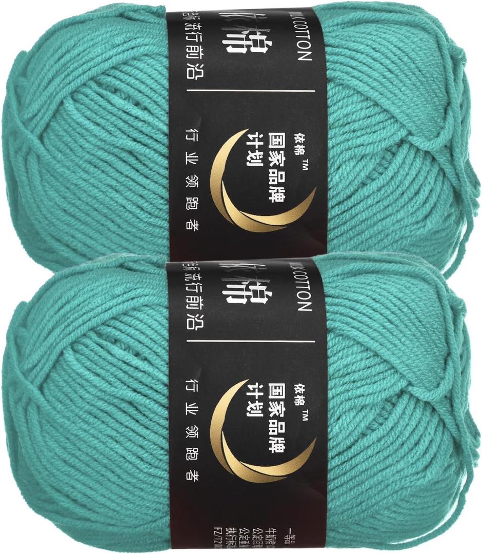 uxcell Acrylic Yarn Skeins, 2 Pack of 50g/1.76oz Soft Crochet Yarns for Knitting and Crocheting Craft Project, Blue-Green