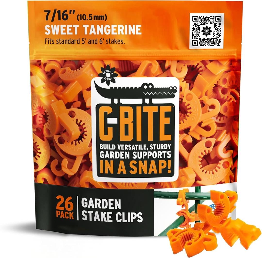 Plant Support Clips for Trellis, Garden Stakes, Wire Fence, Climbing Plants, Indoor Gardening, Hydroponics Systems, and Vines | Durable Gardening Clips (Tangerine Orange - 26 Pack)