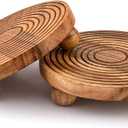 EDHAS Pedestals Acacia Wood Set of 2 Round Pedestal Riser Board for Display, Farmhouse Dcor Displays Your Plant Bottles Candles for Your Home (6" X 6" X 1.5")