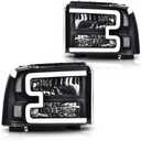 G-PLUS LED Headlights, Compatible with Ford F250 F350 F450 F550 2005 2006 2007 Super Duty Headlamps,Clear Lens Black Housing Clear Reflector Left & Right,faros delanteros