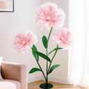 5.9 FT Giant Flowers Decoration with Stand, Large Soft Pink Standing Flowers, 3-Pack Artificial Floral Decor for Indoor Home, Living Room, Party, Event, Photo Backdrop & Home Decoration