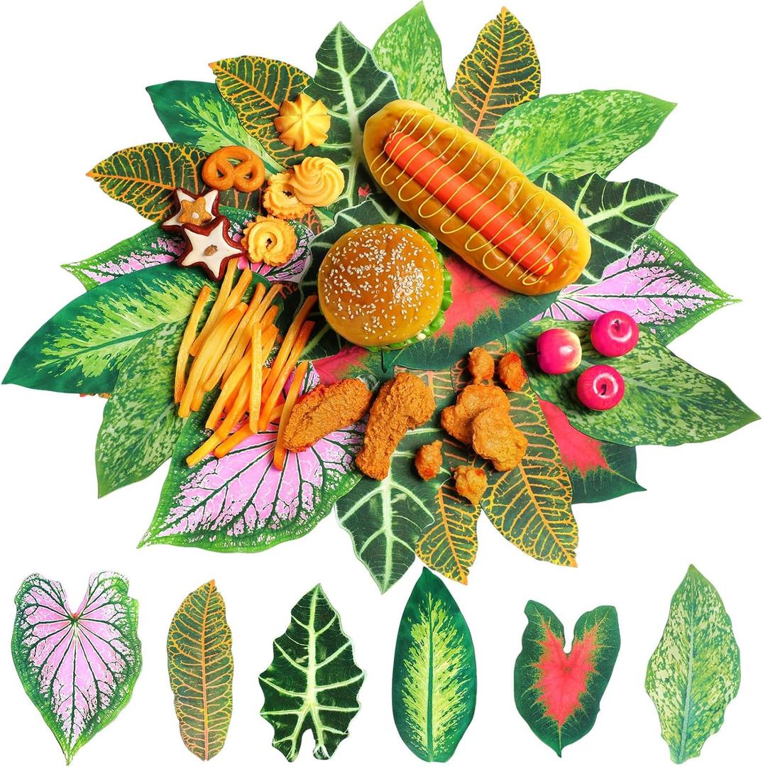 150 Pcs 8.7 Inch Parchment Paper Leaves Charcuterie Board for Cheese Food Serving Decoration Parchment Tropical Leaves for Tropical Party Plate Table Dinner Food Accessories